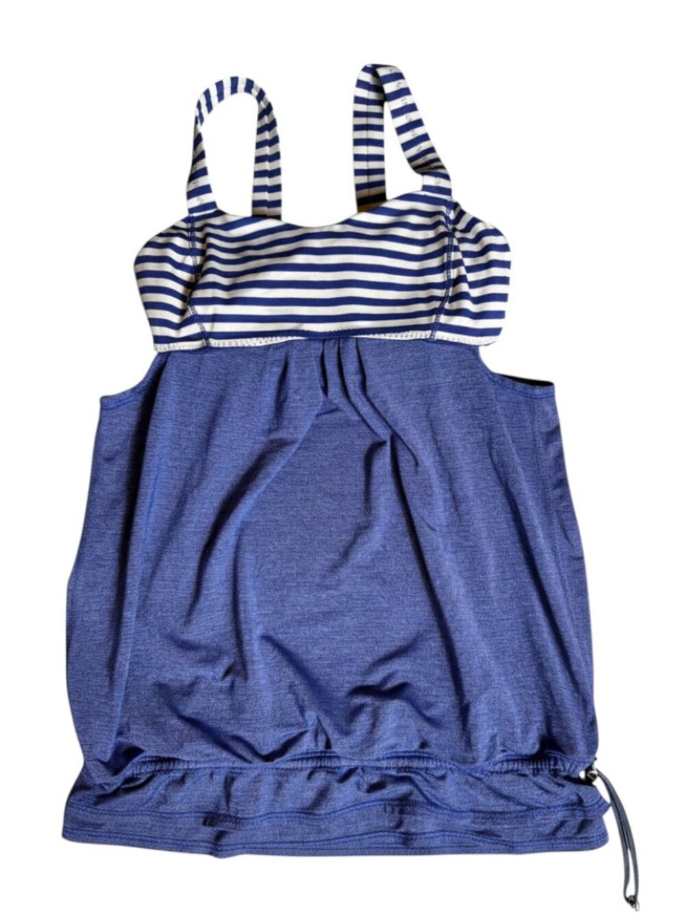 lululemon No Limit Tank Blue Striped Built-In Bra Cinch Hem Tank Top Size 4